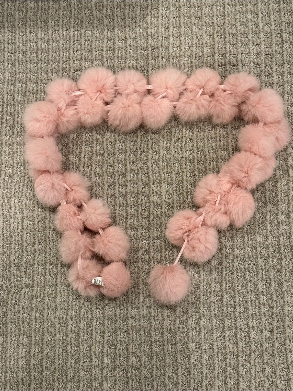 Pink Rabbit Fur Pom Pom Scarf - Picture 2 of 3